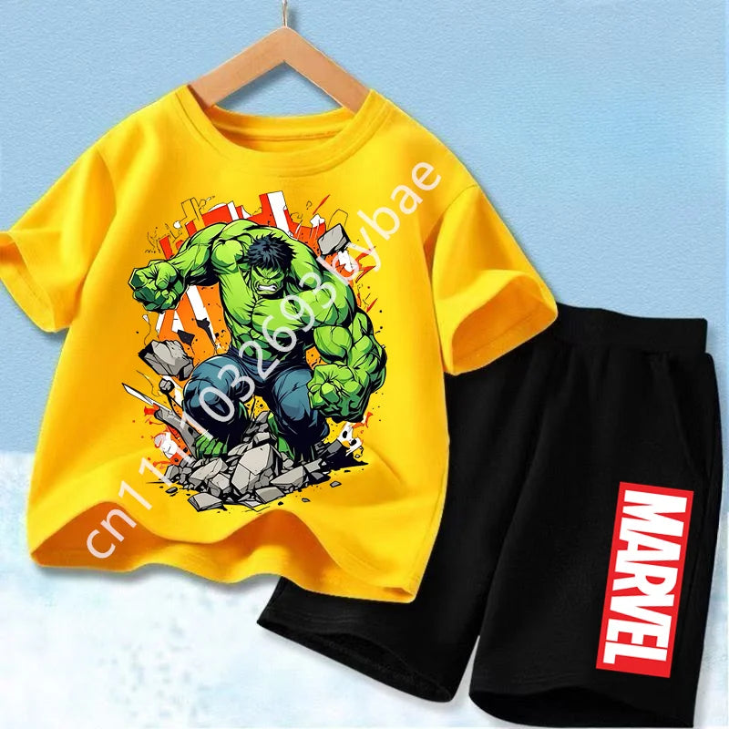 T-Shirt Avengers Hulk Enfant - Ensemble Jaune Short Noir