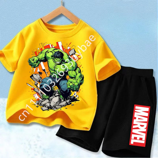 T-Shirt Avengers Hulk Enfant - Ensemble Jaune Short Noir