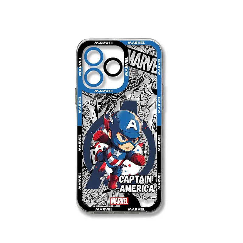 Coque Oppo Captain America - Chibi Marvel Fond BD Bleu