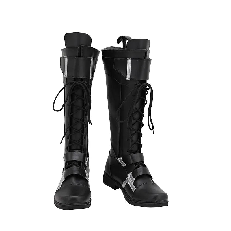 Bottes Winter Soldier - Cuir Noir et Argenté (Femme)