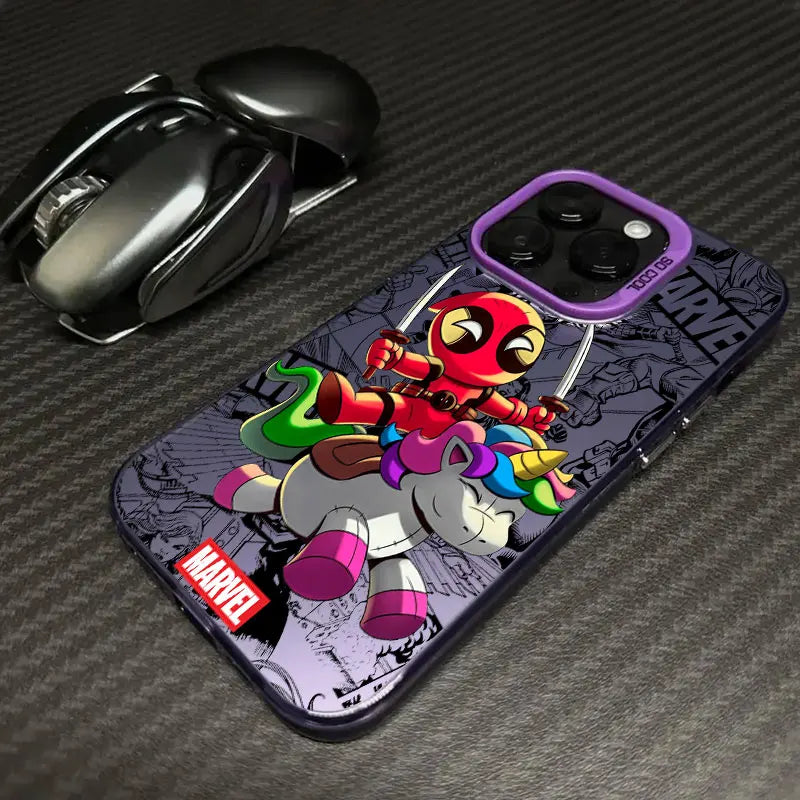 Coque Xiaomi Avengers Deadpool - Chibi Licorne Bordure Violette