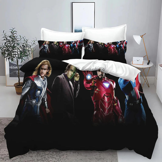 Housse de Couette Avengers - Groupe Fond Noir