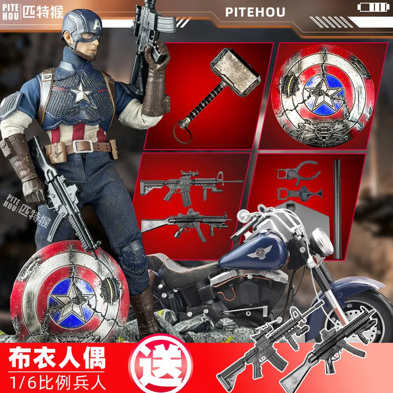 Figurine Avengers Captain America - Articulée Tenue Tissu Marteau