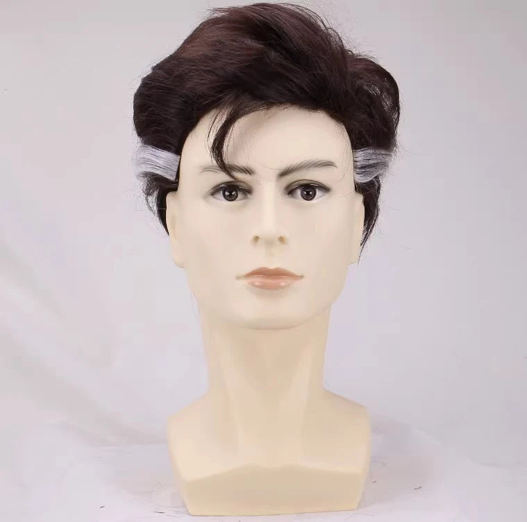 Perruque Doctor Strange - Cheveux Bruns avec Mèche Grise
