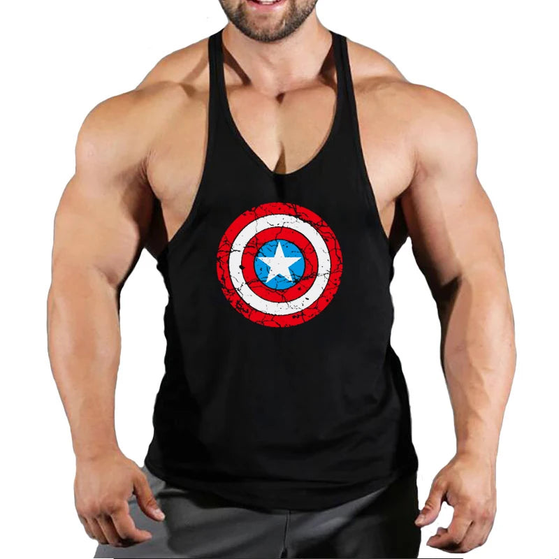 Débardeur Fitness Homme Captain America - Bouclier Rouge