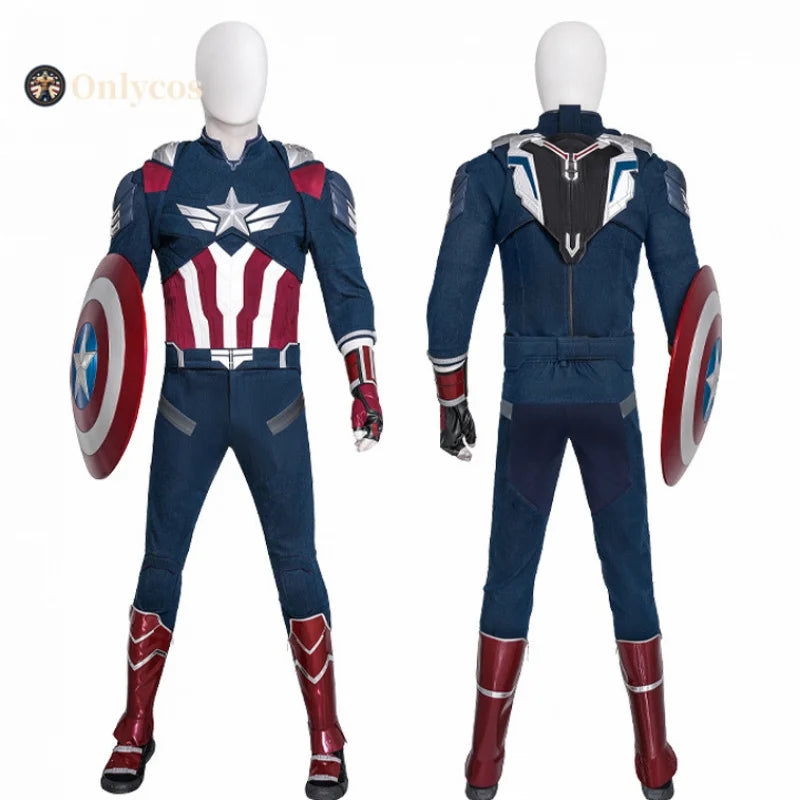 Déguisement Captain America (Falcon) - Costume Bleu Blanc Rouge avec Armure et Bouclier