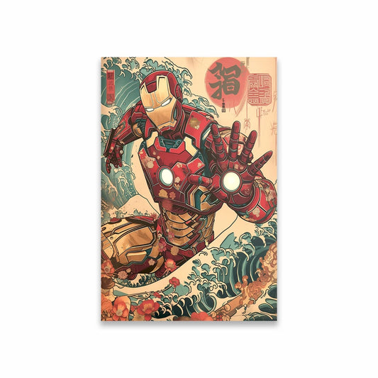 Poster Avengers Iron Man - Vague Japonaise Ukiyo-e