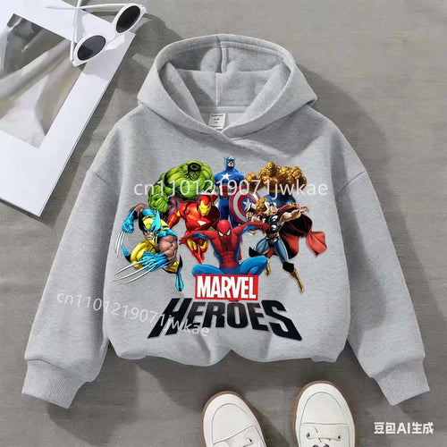 Sweat Capuche Enfant Marvel Heroes Groupe - Gris