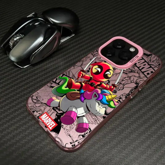 Coque Xiaomi Avengers Deadpool - Chibi Licorne Bordure Rose