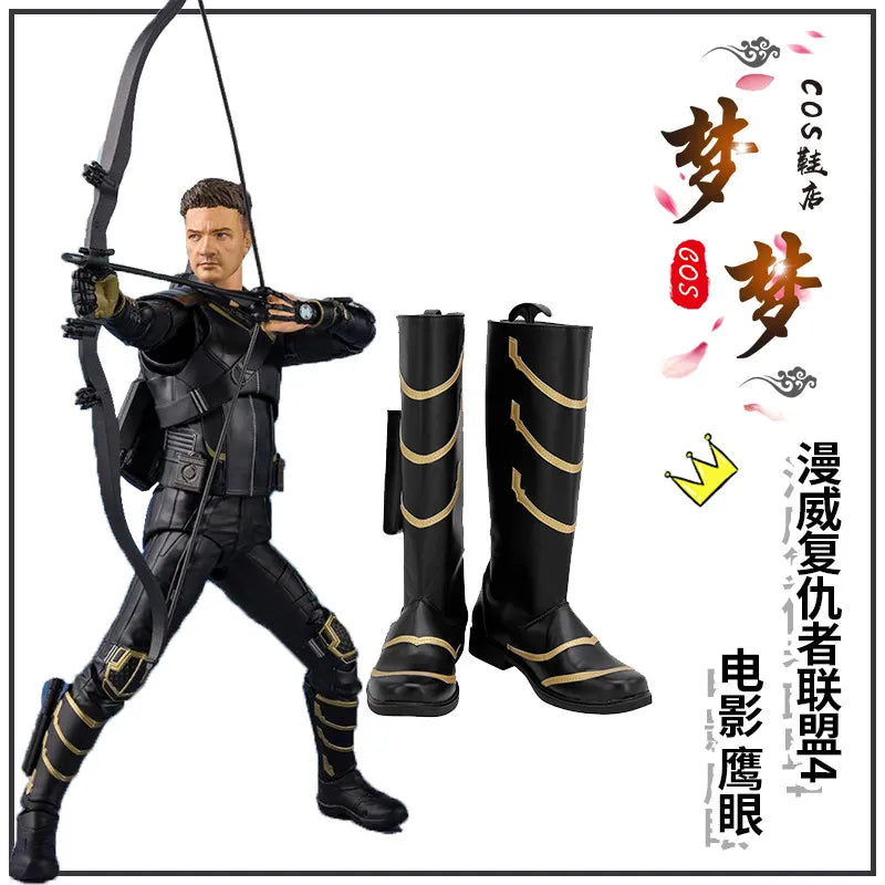 Bottes Cosplay Fantaisie - Cuir Noir et Doré Zigzag (Homme)