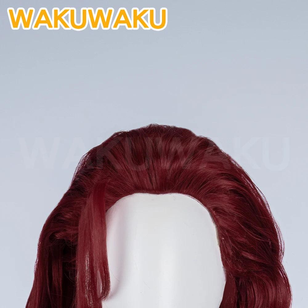 Perruque Scarlet Witch - Cheveux Bouclés Rouge Bordeaux avec Diadème