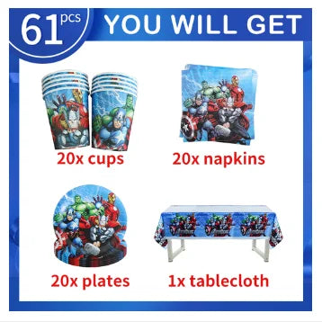 Décoration Anniversaire Avengers - Kit 61 Pièces
