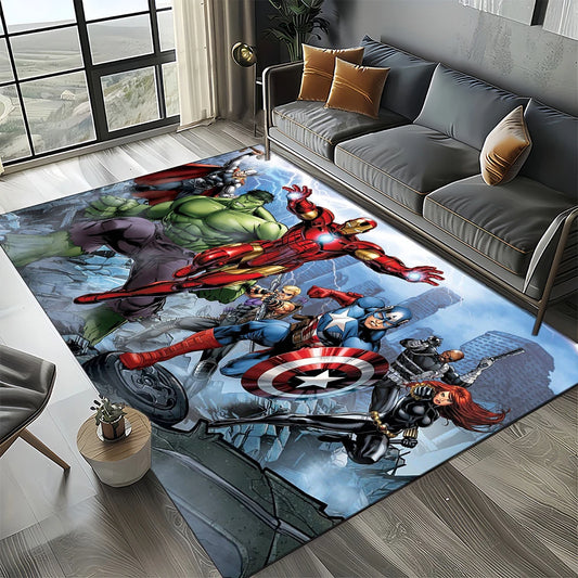 Tapis Avengers 3D - Design Équipe Bouclier Bleu