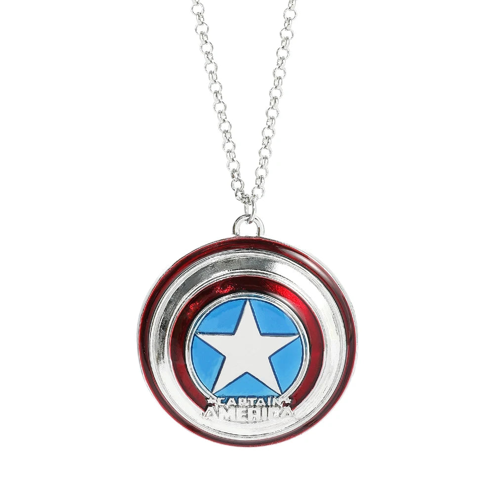 Collier Pendentif Bouclier Captain America - Argent et Émail