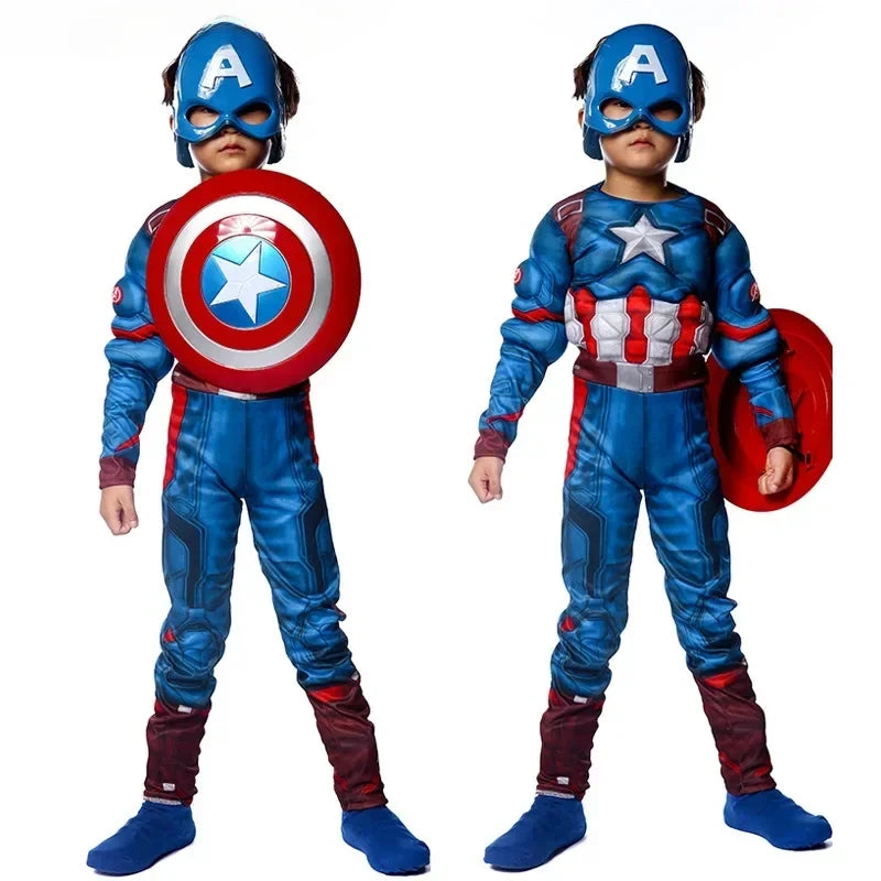 Costume Enfant Captain America - Combinaison Musclée avec Bouclier