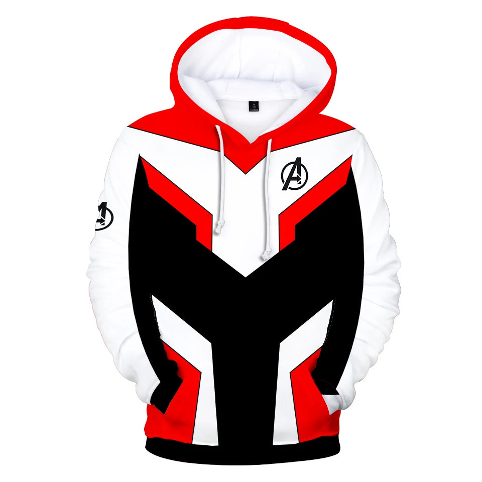 Sweat à Capuche Avengers Endgame - Combinaison Quantique 3D Blanc Rouge