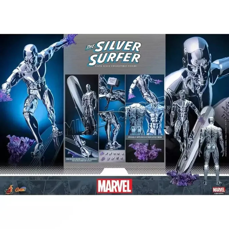 Figurine Hot Toys Silver Surfer - 1/6 Marvel Fantastic Four avec Planche