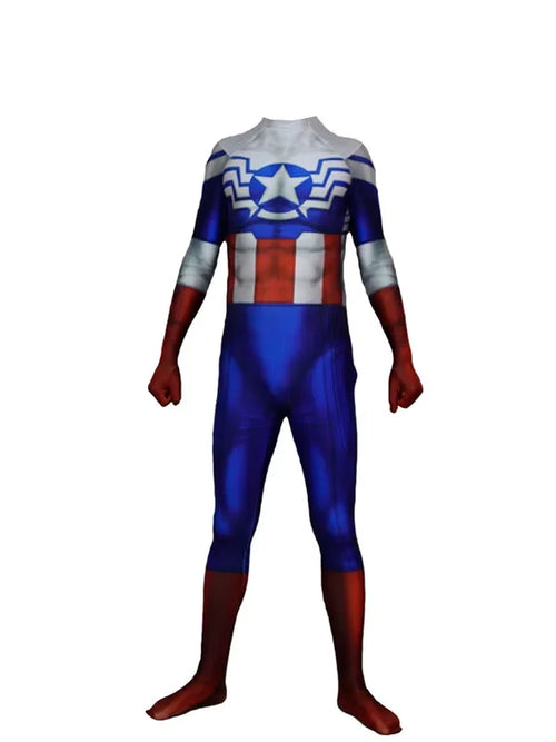 Déguisement Captain America - Combinaison Bleu Blanc Rouge Étoile