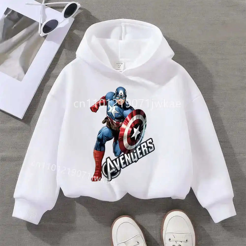 Sweat Capuche Enfant Avengers Captain America Solo - Blanc