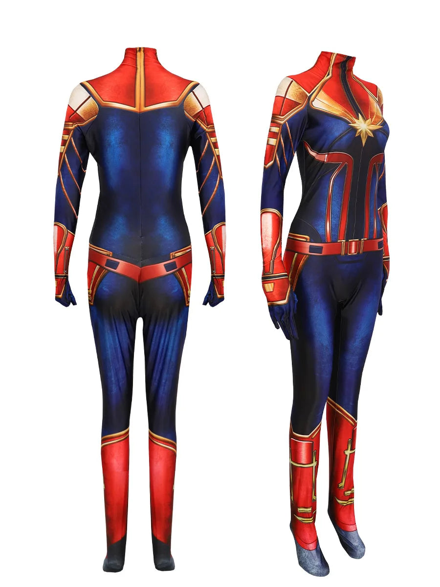 Déguisement Captain Marvel - Combinaison Bleu Rouge Or