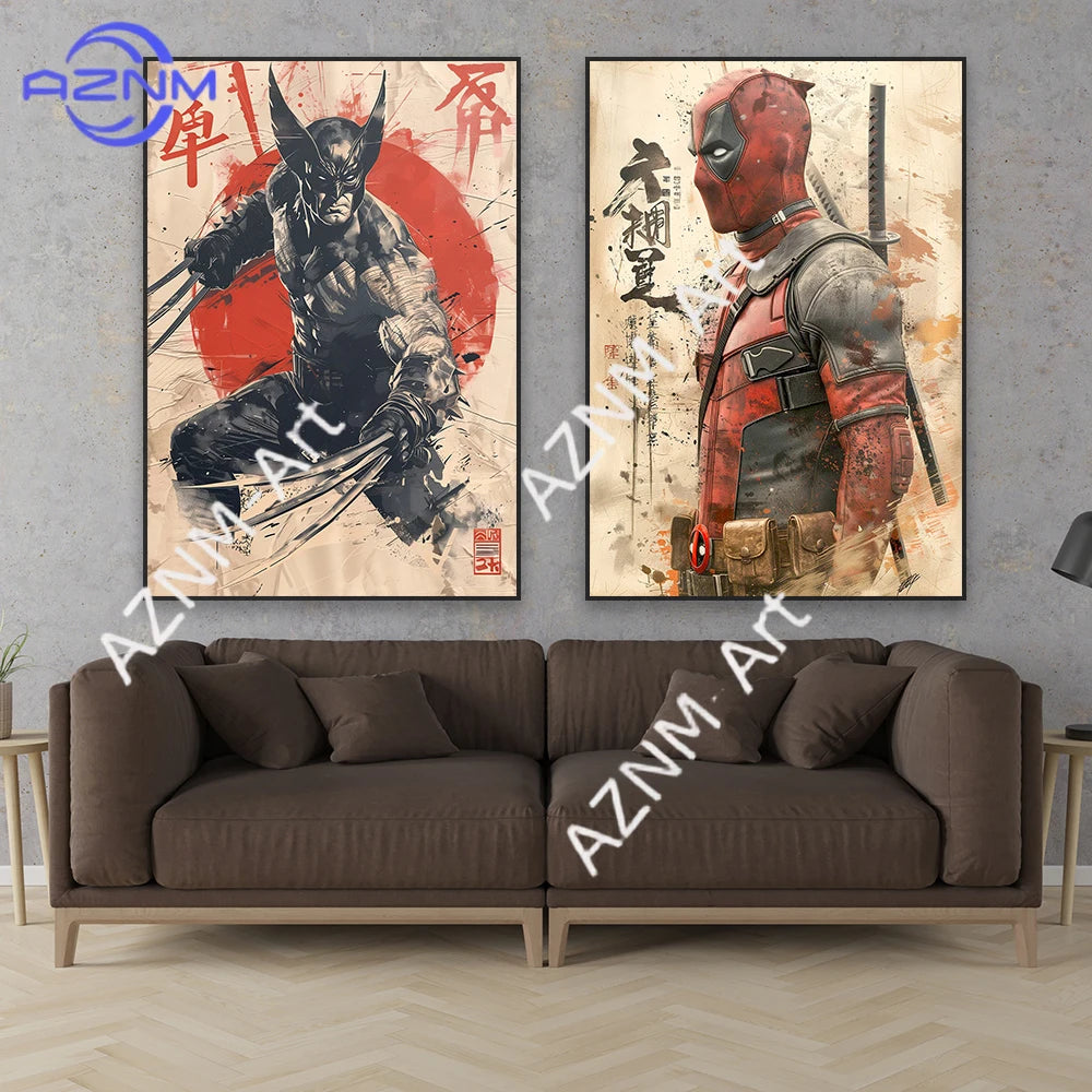 Poster Avengers Deadpool - Style Samouraï Japonais