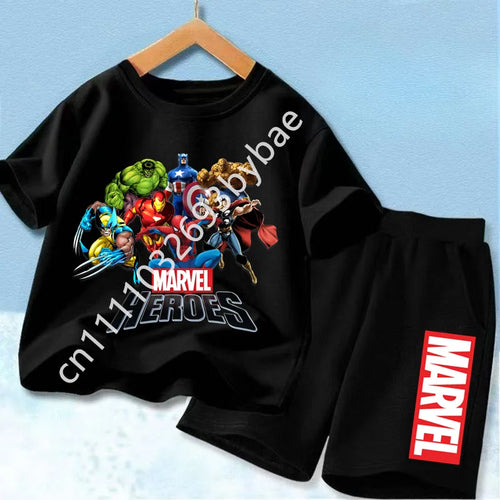 T-Shirt Avengers Marvel Heroes Enfant - Ensemble Noir Groupe