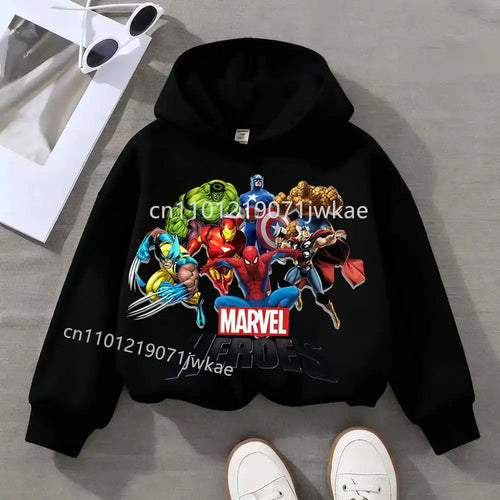 Sweat Capuche Enfant Marvel Heroes Groupe - Noir