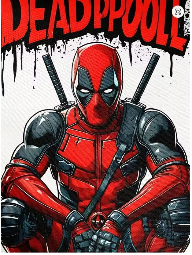 T-Shirt Homme Deadpool 3D - Accroupi Katanas Fond Blanc