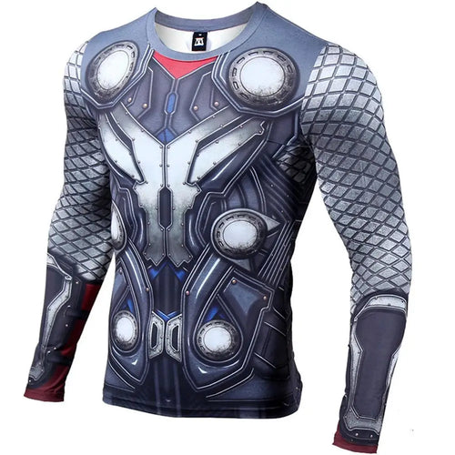 T-Shirt Avengers Thor 3D Compression - Manches Longues Gris Bleuté