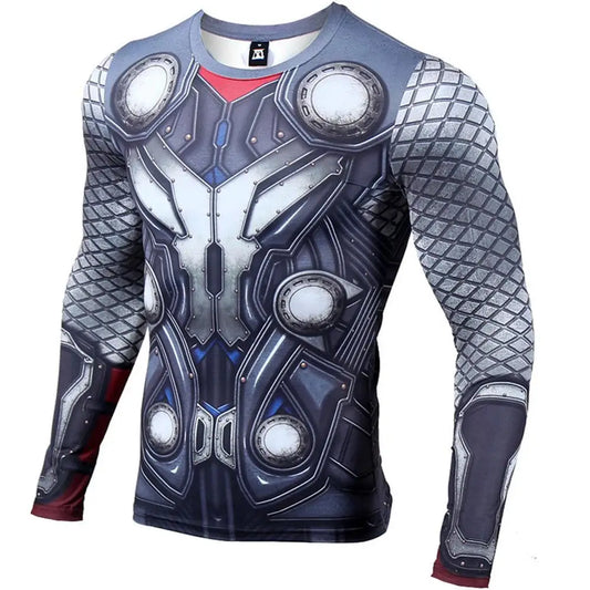 T-Shirt Avengers Thor 3D Compression - Manches Longues Gris Bleuté