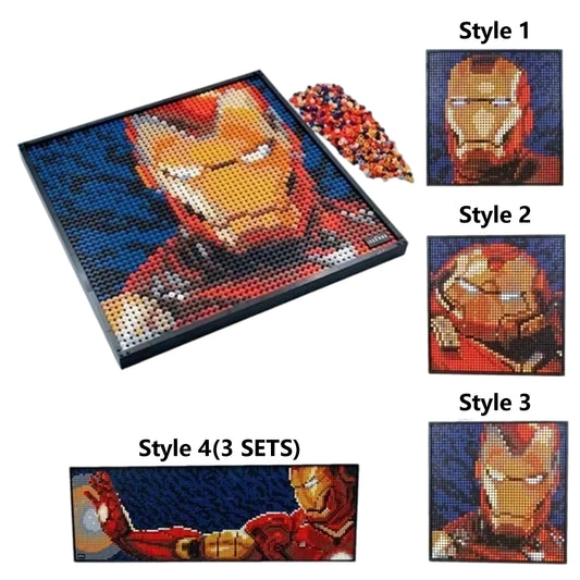 Figurine Briques Avengers Iron Man - Portrait Pixel Mural 3D