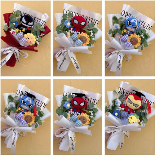 Bouquet Avengers Spider-Man - Peluche Cadeau Fait Main