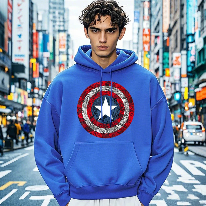 Sweat à Capuche Captain America - Bouclier Effet Comic
