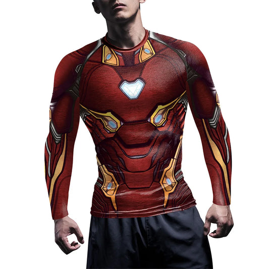 T-Shirt Compression Iron Man - Manches Longues Armure Rouge