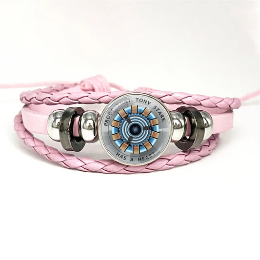 Bracelet Cuir Tony Stark Réacteur Arc - Rose Concentrique Bleu Orange