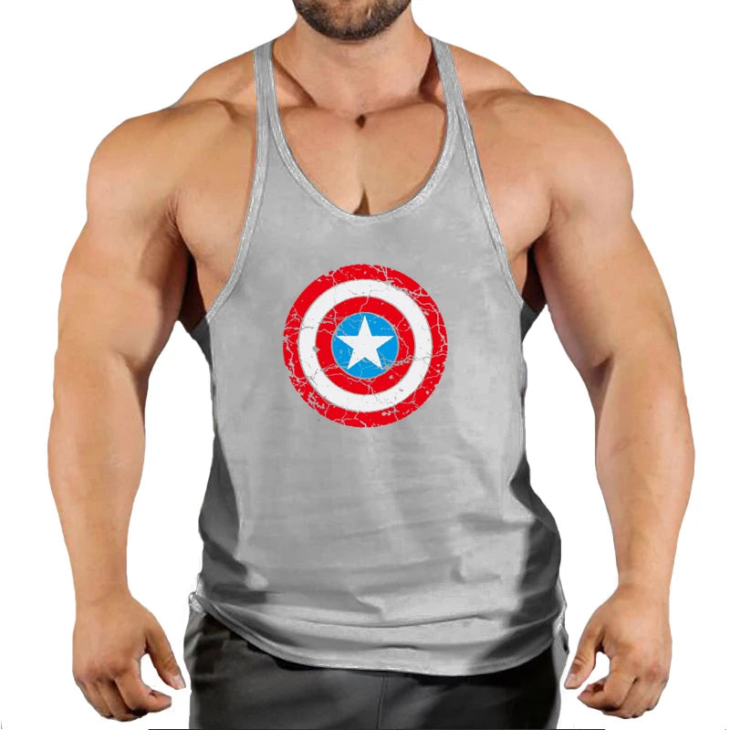 Débardeur Fitness Homme Captain America - Bouclier Rouge