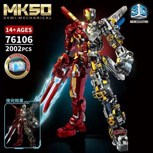 Set Building Blocks Iron Man MK50 Semi-Mécanique - 2002 Pièces Effet Lumineux