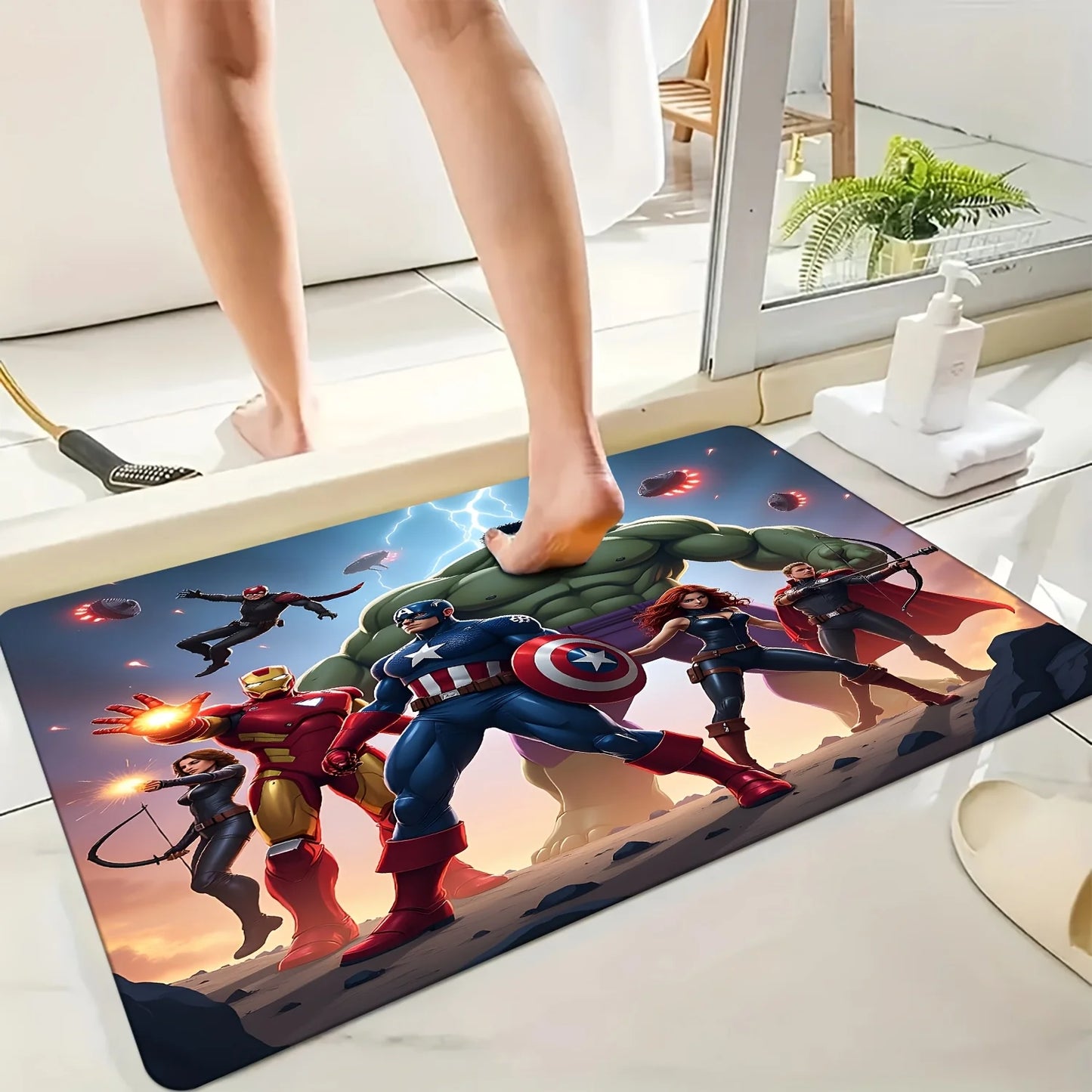 Tapis de Bain Avengers Iron Man - Style Éclaté Abstrait