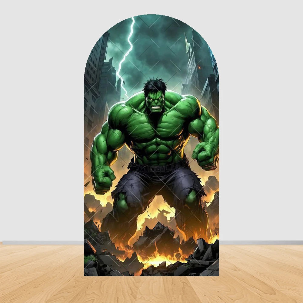 Fond de Fête Arche Avengers Hulk - Décombres en Feu