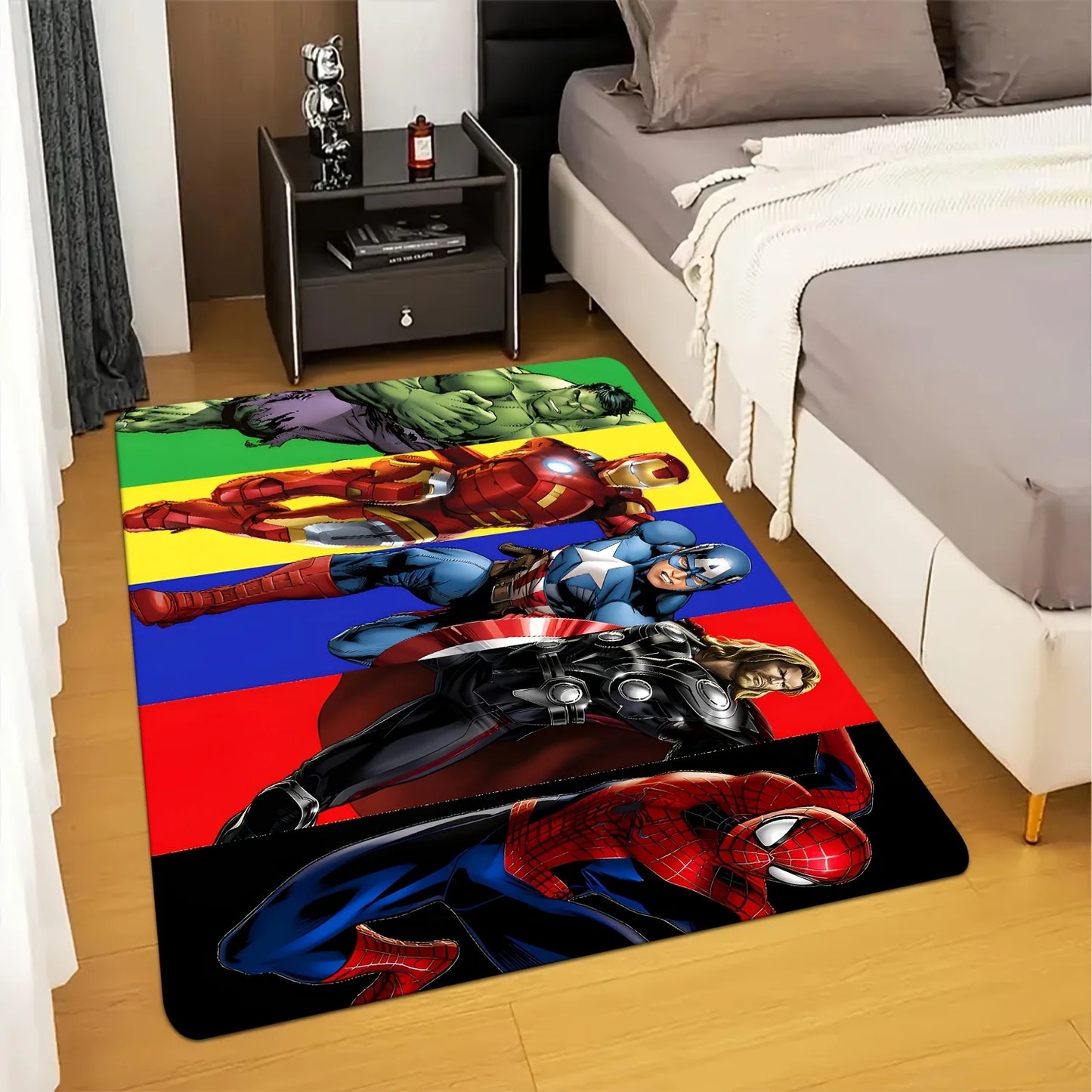 Tapis Avengers Groupe Héros - Bandes Colorées