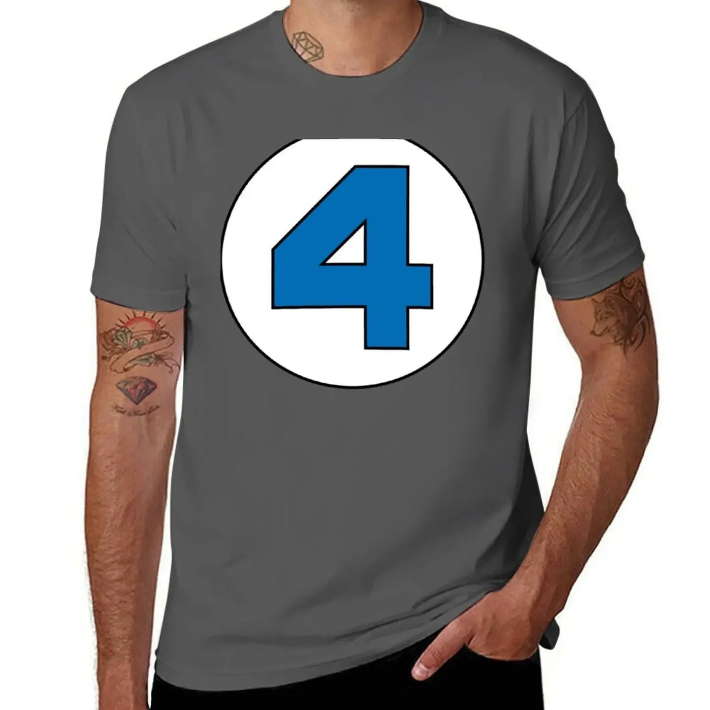 T-Shirt The Fantastic 4 - Logo Rond Noir Grande Taille